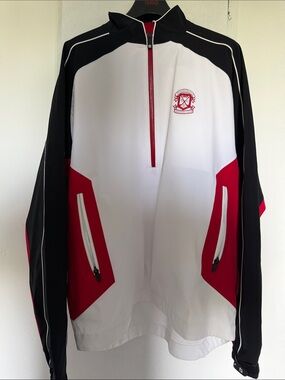 FJ Golf Jacket  White, Black & Red Quarter-Zip Performance Jacket